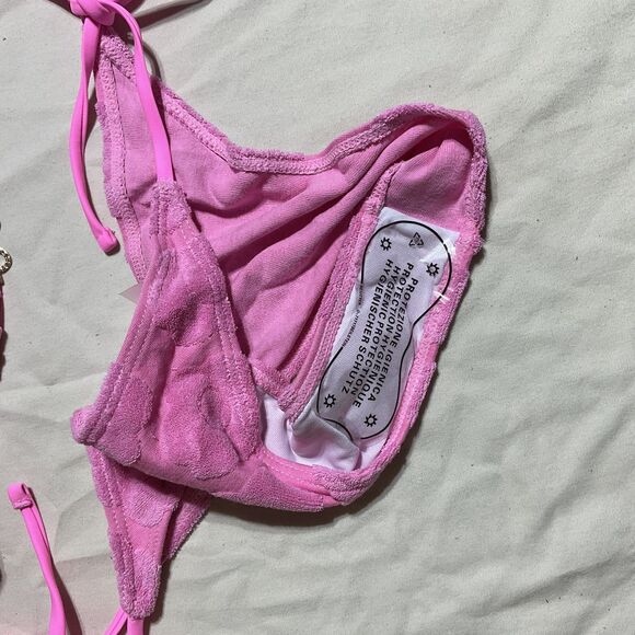 Pink Triangle Halter Bikini Set - Tie Side Swimwear - Picture 7 of 7